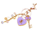 Jeweled Clover Heart Lock Keychains with Pearl and Crystal Strands view 5
