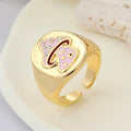 Gold Tone Enamel Smiley, Yin Yang and Mushroom Adjustable Rings view 7