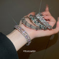 Silver Triple Strand Crystal Open Bangles 3 Stone Styles view 2