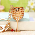 Crystal Wine Glass Keychains in Fuchsia and Champagne Gold Finishes view 4