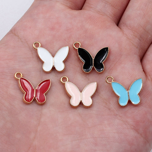 Enamel Butterfly Charms in Five Colors hand-held front view
