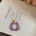 Colorful Open Center Pendant Necklaces on Slim Cord Chains view 11