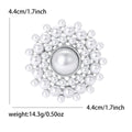 Pearl Center Floral Halo Brooch in Gold or Silver Tone view 7