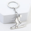 Silver-Tone Metal Skiing Athlete Keychain With Split Ring view 2