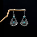 Ninety-Three Silver Tone Bead Feather Ethnic Dangle Earrings view 3