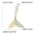 Pearl Drop Mermaid Tail Brooch Pin in Two Metal Tones view 4