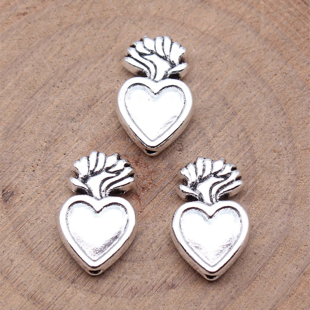 15.3x9.8x3.5mm 1.8g Antique Silver Zinc Alloy Gothic Heart Loose Metal Beads for Bracelet Necklace Making