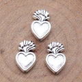 Antique Silver Crowned Heart Spacer Beads for Jewelry Making view 2