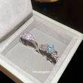Silver Zircon Open Rings Purple Leaf Blue Flower Styles view 4