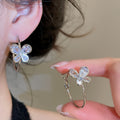 Crystal Butterfly Hoop Earrings In Silver And Gold Tones view 4
