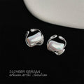 Silver Open Frame White Shell Baroque Stud Earrings view 3