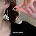 Gold Tone Open Triangle Sculptural Drop Polished Metal Polished Metal Earrings view 1