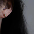 Green Marquise Solitaire Stud Earrings In Gold And Silver Tones view 3