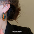 Black Tone Multicolor Beaded Hoop Earrings Fashion Jewelry view 4