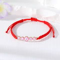 Red Woven Cord Five Flower Evil Eye Adjustable Bracelets view 2