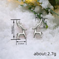 Silver Tone Standing Reindeer Stud Earrings with Tall Antlers view 4