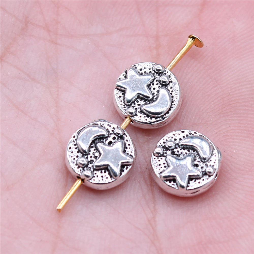 9x9mm 1g Multicolor Zinc Alloy Moon and Star Small Hole Beads for Bracelet Necklace DIY Jewelry