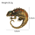Black Gold Tone Lizard Crystal Two Designs Metal Brooch Pin view 2