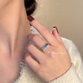 Silver Tone 1314 Open Adjustable Cuban Chain Band Ring view 2