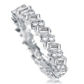 Alternating Baguette And Round Stone Eternity Band In Silver Tone view 6