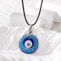 Black Cord Round Printed Glass Evil Eye Pendant Necklaces view 6