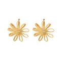 Oversized Gold Woven Look Flower Statement Stud Earrings view 5