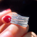Multi-Rail Baguette Clear Stone Extra-Wide Ring In Silver Tone view 2