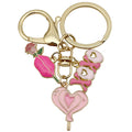 Twelve Pink and Red Rose Heart Metal Keychain Designs view 5