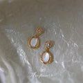 Gold Crystal Stud Shell Teardrop Dangle Earrings Pair view 4