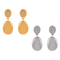 Rhinestone Oval Stud Drop Earrings Smooth Oval Dangle Metal view 5