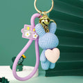 Faux Knit Heart Rabbit Keychains in Six Pictured Color Combinations view 9
