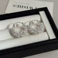 Gold and Silver Beaded Floral Cluster Huggie Earrings view 7