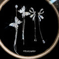 Asymmetric Crystal Butterfly And Bow Dangle Earrings view 1