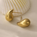 Polished Hollow Teardrop Stud Earrings Gold Silver Stainless view 1