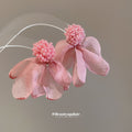 Sheer Fabric Petal Stud Earrings in Pink Purple and Blue view 4