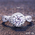 Silver Tone Round Crystal Three Stone Ring with Polished Finish view 5