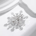 Red Silver Tone Snowflake Crystal Metal Brooch Pin view 3