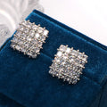 Square Round-Stone Cluster Stud Earrings In Gold And Silver Tones view 4