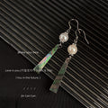 Silver Tone White Pearl And Iridescent Triangle Shell Hook Earrings view 4