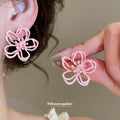 Open Outline Flower Stud Earrings in Four Pastel Colors view 4