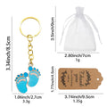 Blue Pink Wooden Baby Feet Chain Keychain Gold Ring view 2
