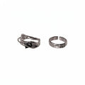 Silver Multi Layer Open Ring Black Geometric Center Stone view 5