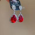 Rhinestone Oval Teardrop Necklace and Earring Sets view 10