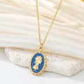 Gold Tone Oval and Rectangular Medallion Pendant Necklaces in Eight Designs view 9