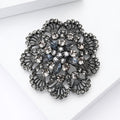 Black Openwork Rhinestone Flower Brooch Decorative Lapel Pin view 3