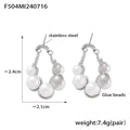 Pearl Cluster Chain Drop Earrings Gold Or Steel Studs view 6