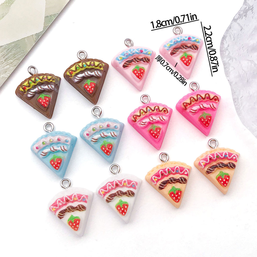 Resin Strawberry Cake Charm Pendant with Eye Screw for DIY Earrings Bag Jewelry