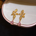 Floral Crystal Teardrop Earrings in Polished Statement Design view 6
