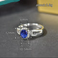 Silver Blue Oval Halo Split Shank Finger Ring Sizes 6-10 view 4