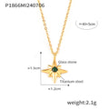 Gold Star Pendant Necklace Green Glass Stone Cable Chain view 6